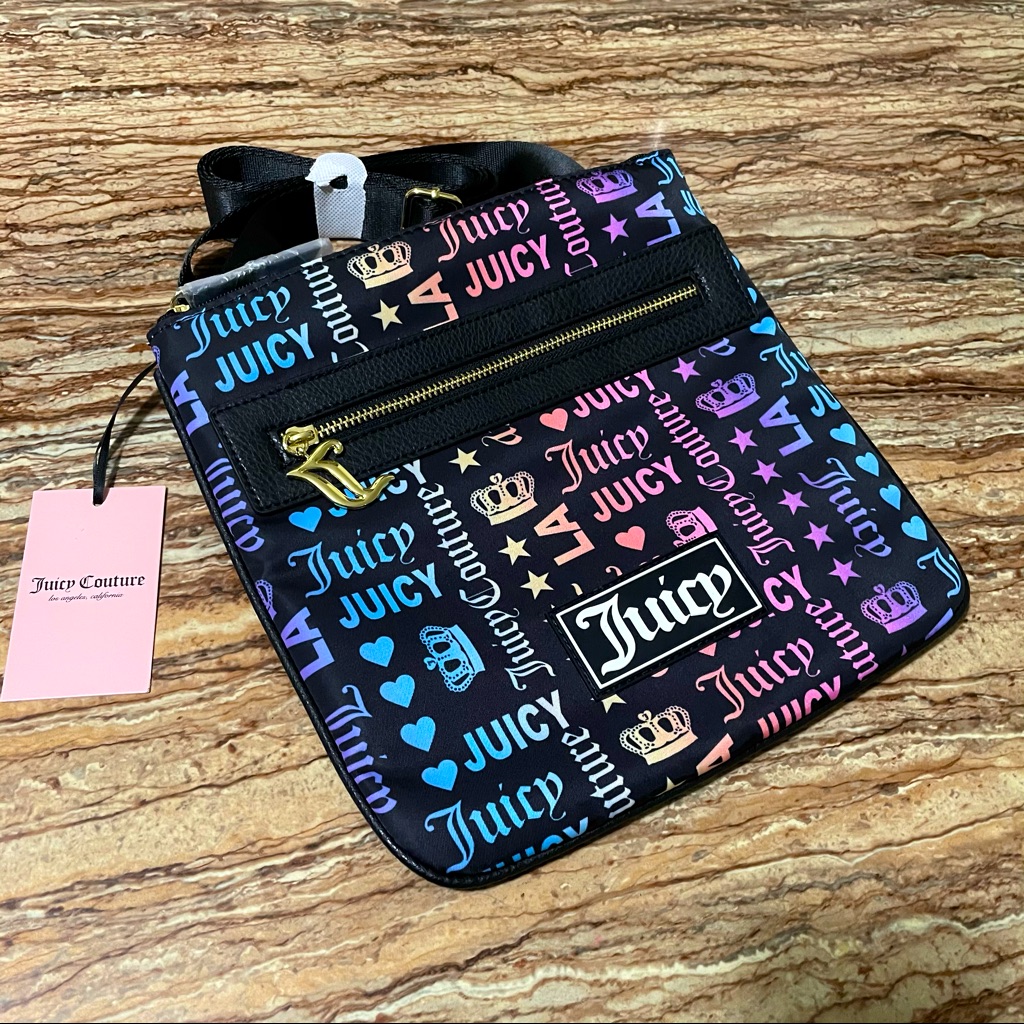 Juicy Couture Black Multicolor Crossbody Juicy Love Crown Juicy Rainbow Logo